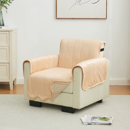 Great Bay Home Reversible Patchwork Sofa Cover - Washable Slipcover Furniture Protector with Elastic Straps - Perfect for Kids & Pets - Box-Stitched Detail (Taupe)
