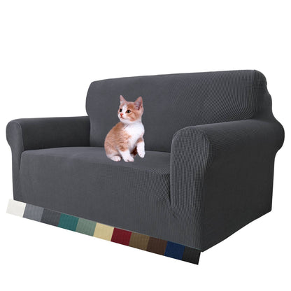 MAXIJIN Super Stretch Couch Cover for 3 Cushion Couch, 1-Piece Universal Sofa Covers Living Room Jacquard Spandex Furniture Protector Dogs Pet Friendly Fitted (Large, Gray)