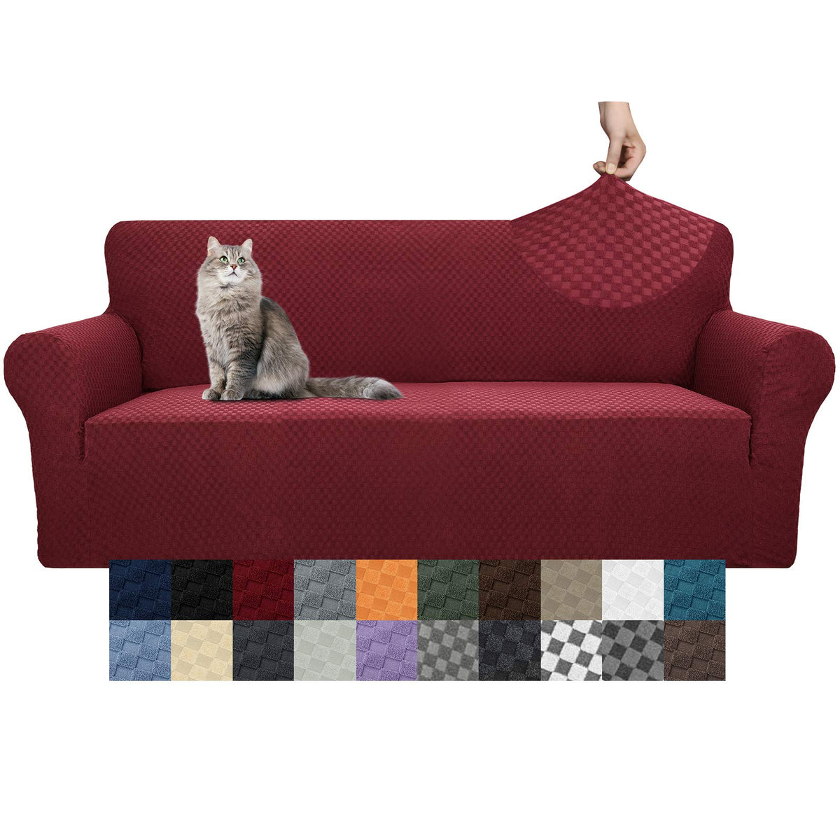 YEMYHOM Couch Cover Latest Jacquard Design High Stretch Sofa Covers for 3 Cushion Couch, Pet Dog Cat Proof Slipcover Non Slip Magic Elastic Furniture Protector (Sofa, Light Gray)