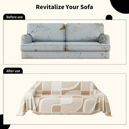 WEYOND Boho Couch Cover, Chenille Sofa Covers Washable, 71" x 102", Khaki