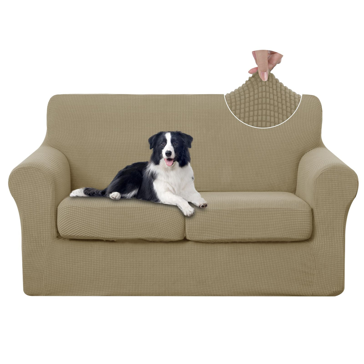 U-NICE HOME 4 Pieces Stretch Couch Cover Sofa Slipcover, Beige