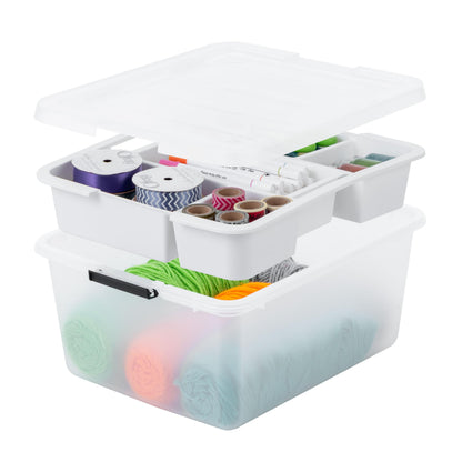 IRIS USA Storage Bins with Lids |Made in USA| 12 Qt - (4-Pack) - Clear