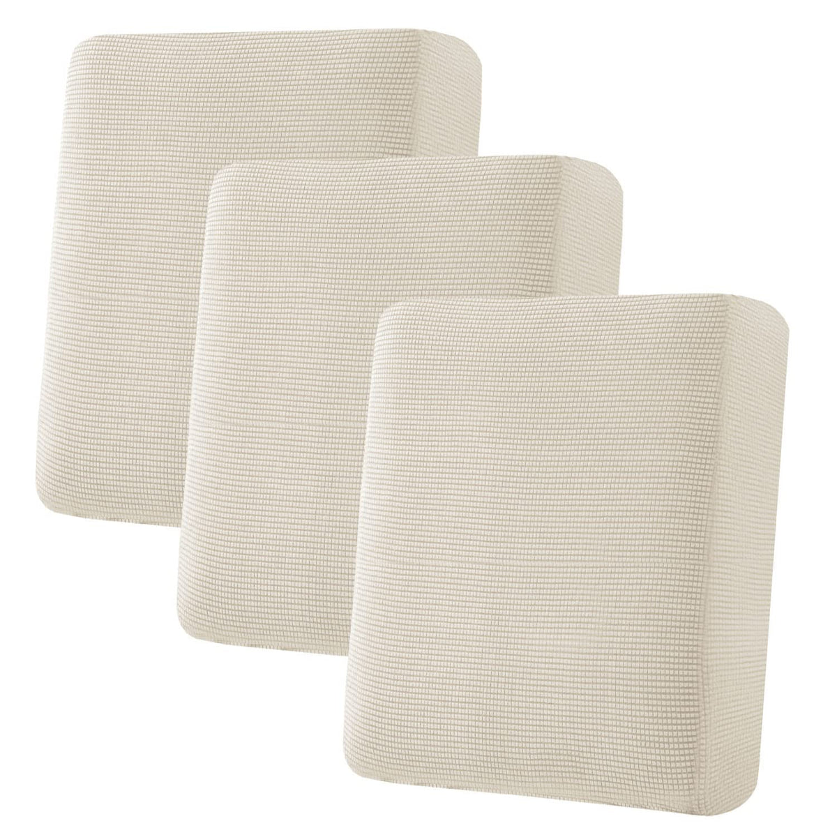 H.VERSAILTEX Super Stretch Individual Seat Cushion Covers - Sofa & Couch Cushion Slipcover Sets - Thick Jacquard Textured Twill Fabric (3 Piece, Island Fossi)