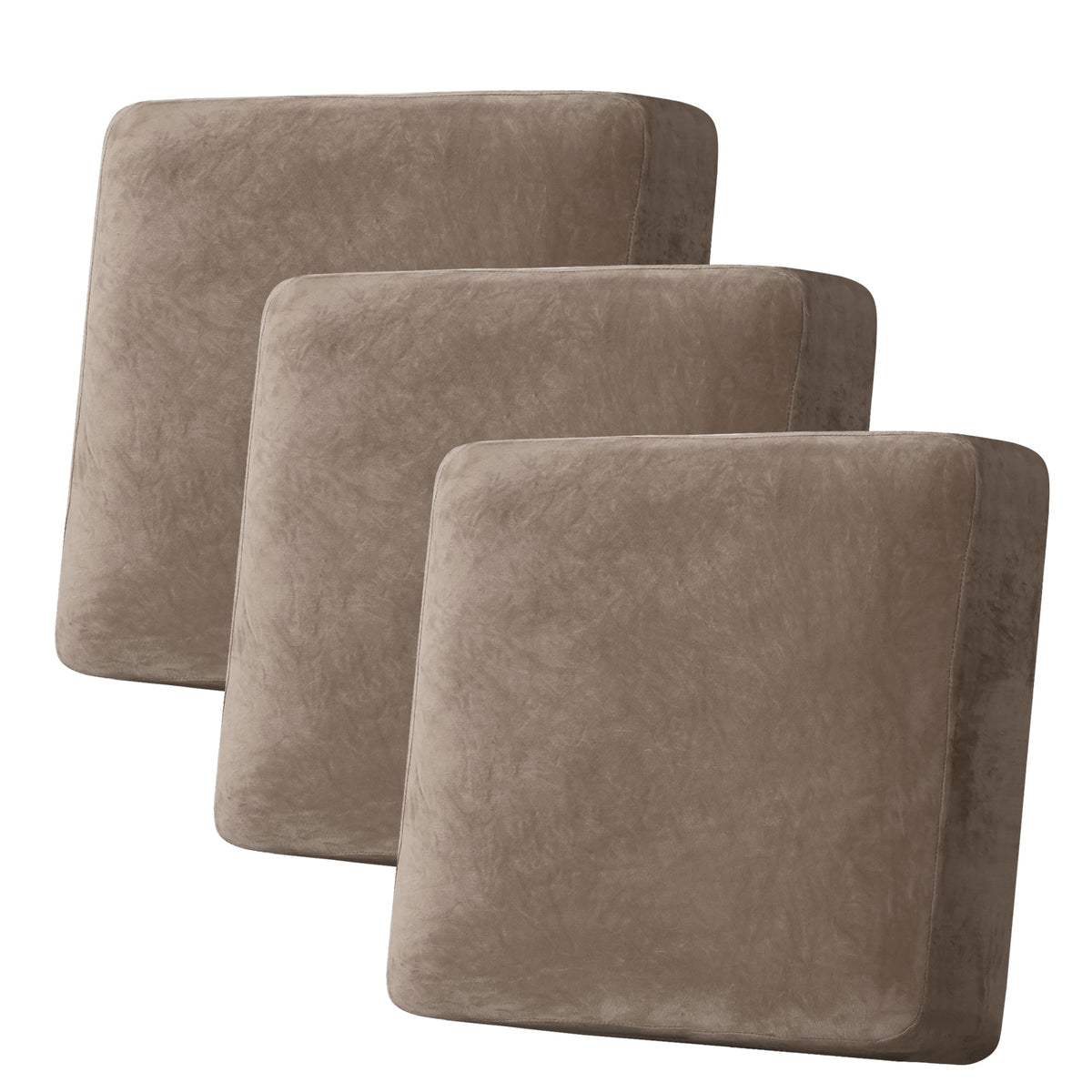H.VERSAILTEX Velvet Stretch Couch Cushion Cover Plush Cushion Slipcover for Chair Loveseat Sofa Cushion Furniture Protector Seat Cushion Sofa Cover (3 Piece Sofa Cushion Covers, Ivory)