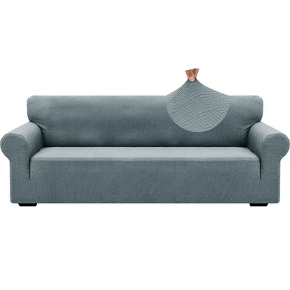 ZNSAYOTX 1 Piece Jacquard Couch Covers for 3 Cushion Couch Living Room High Stretch Sofa Cover Pets Dogs Friendly Anti Slip Thickened Slipcovers Furniture Protector (Sofa, Light Grey)