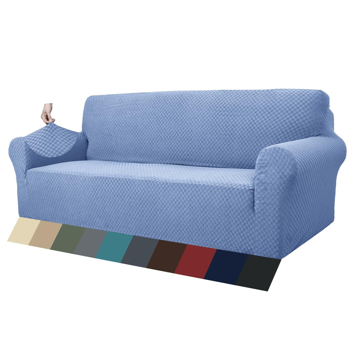 ZNSAYOTX 1 Piece Jacquard Couch Covers for 3 Cushion Couch Living Room High Stretch Sofa Cover Pets Dogs Friendly Anti Slip Thickened Slipcovers Furniture Protector (Sofa, Light Grey)