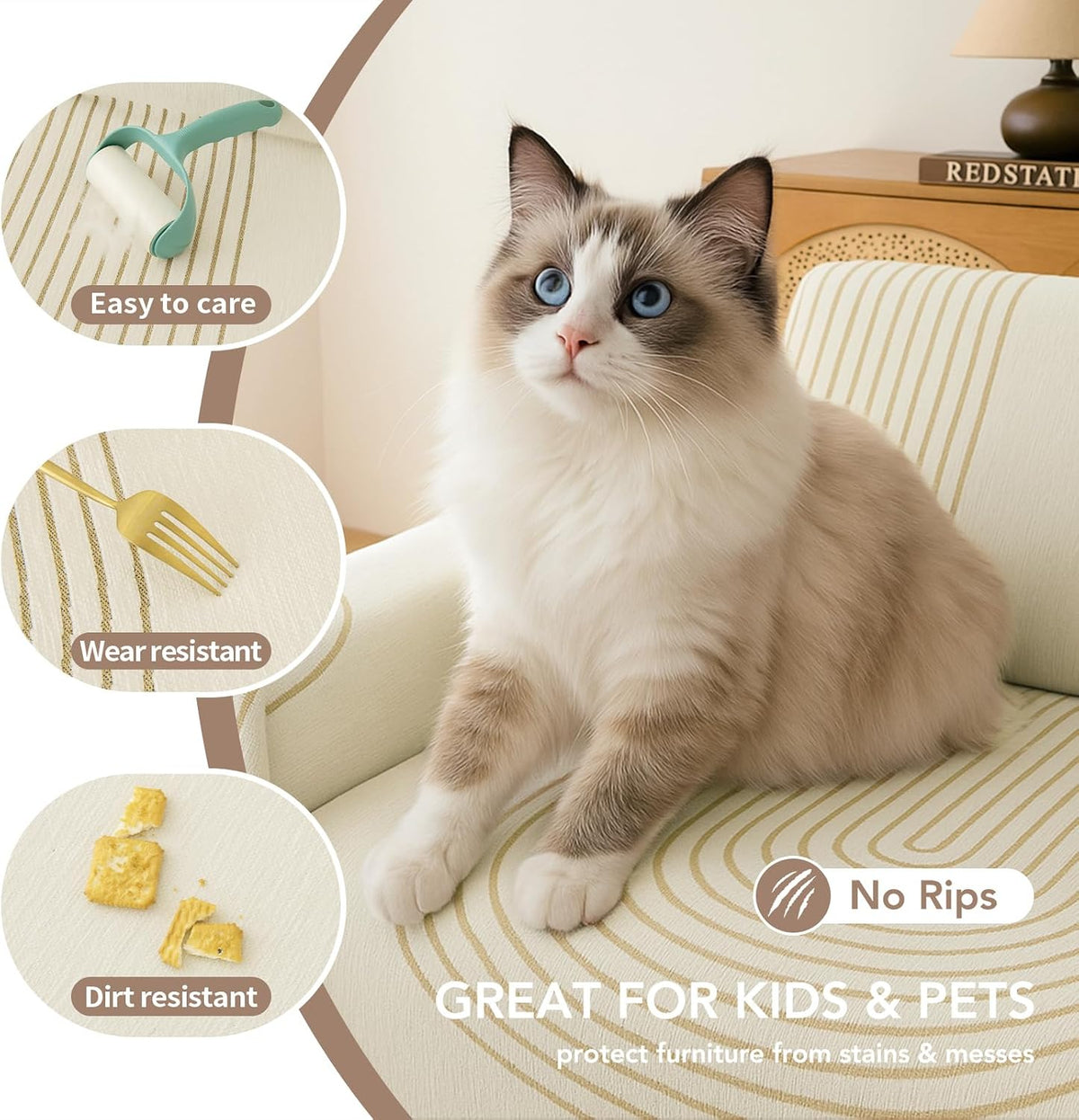 Couch Cover for Sofa, Boho Sofa Covers Washable 3 Cushion for Dogs