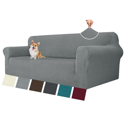 MAXIJIN Super Stretch Couch Cover for 3 Cushion Couch, 1-Piece Universal Sofa Covers Living Room Jacquard Spandex Furniture Protector Dogs Pet Friendly Fitted (Large, Gray)