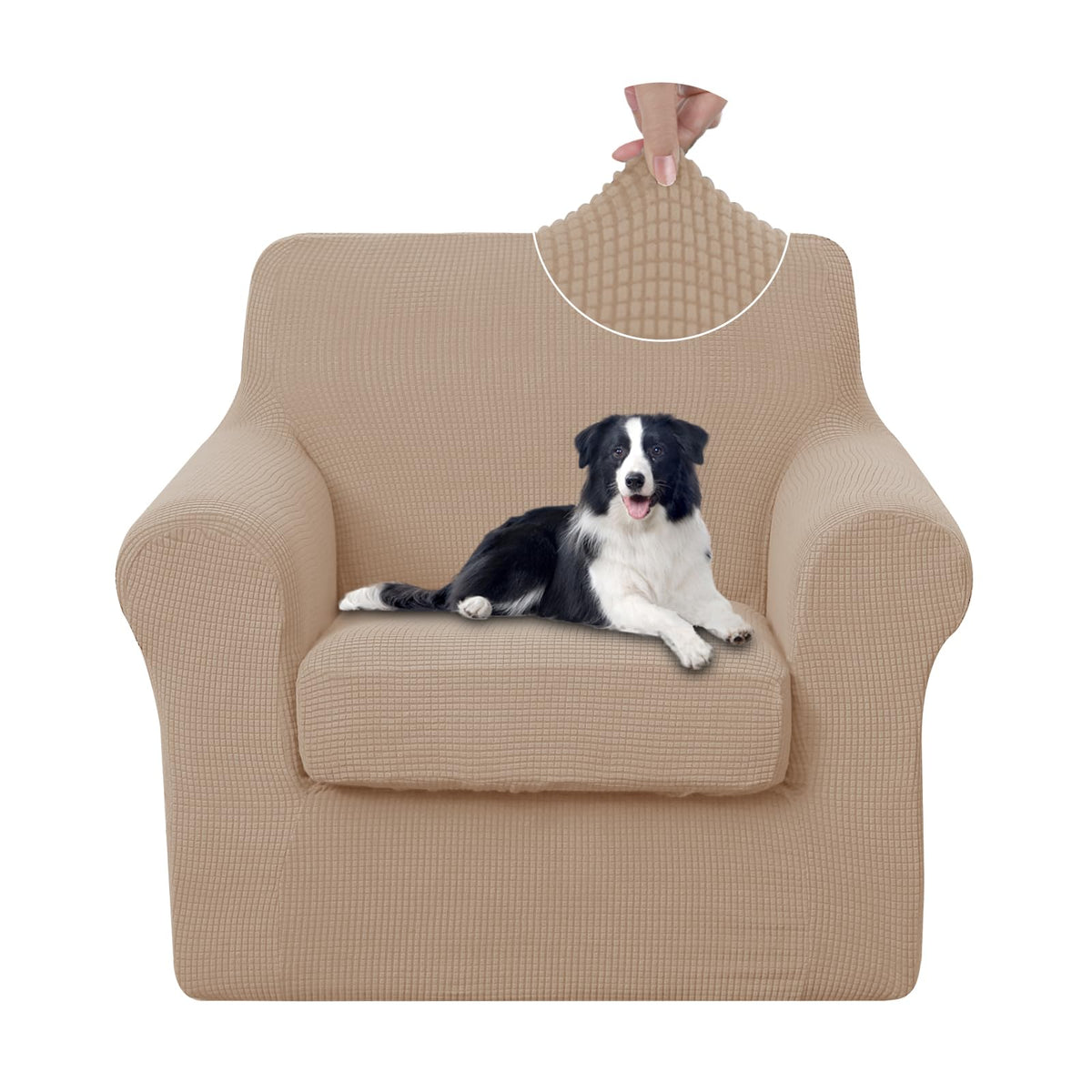 U-NICE HOME 4 Pieces Stretch Couch Cover Sofa Slipcover, Beige