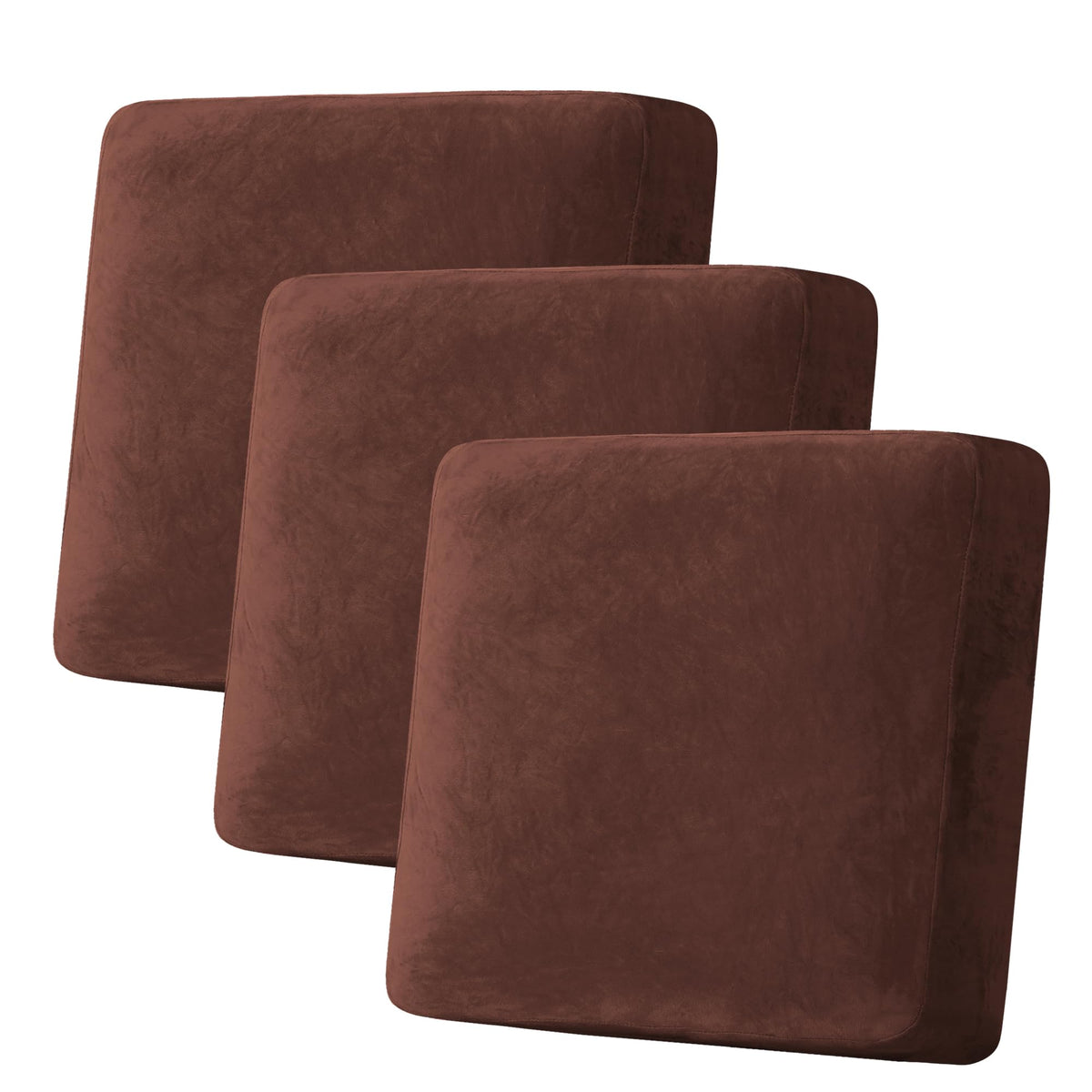 H.VERSAILTEX Velvet Stretch Couch Cushion Cover Plush Cushion Slipcover for Chair Loveseat Sofa Cushion Furniture Protector Seat Cushion Sofa Cover (2 Piece Large Sofa Cushion Covers, Ivory)