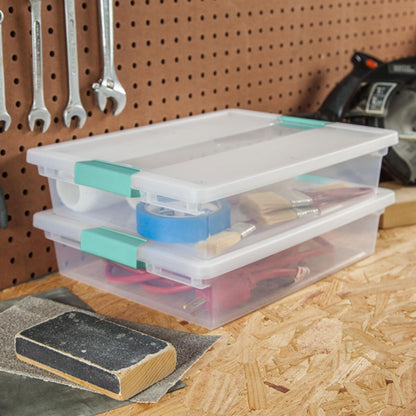 Sterilite Clip Box, Stackable Clear Plastic Bins- Large, 6-Pack