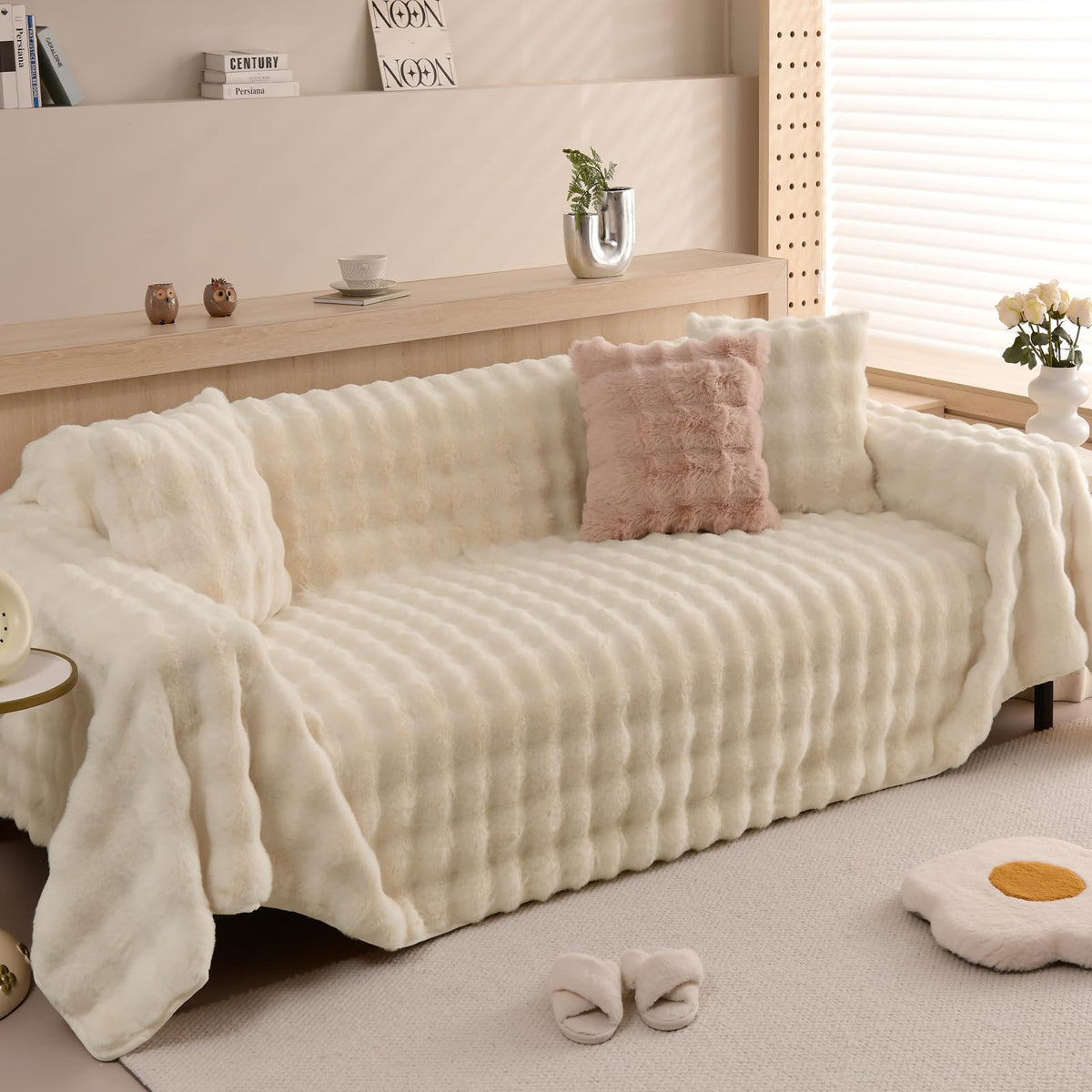 HANDONTIME Green Sofa Cover Vintage Couch Cover for Dogs 91" X150" Couch Cushion Covers with Tassel Herringbone Sofa Cover Boho Sofa Covers for 3 Cushion Couch Chenille Soft Loveseat Sofa Covers