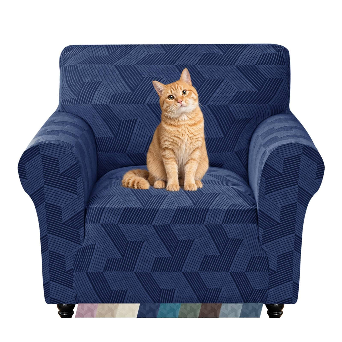 ZNSAYOTX Stretch Couch Covers for 3 Cushion Couch, 1-Piece Sofa Cover Slipcover Pet Friendly, Furniture Protector with Elastic Bottom for Dogs Geometrical Jacquard Fabric (Large, Light Grey)