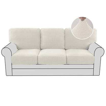 H.VERSAILTEX Multi-Pieces Sofa Covers Stretch Couch Covers Form Fitted Seats and Back Cushions Covers (3 Seat Covers Plus 3 Back Cusion Covers, Bonus 2 Armrest Covers), Sand
