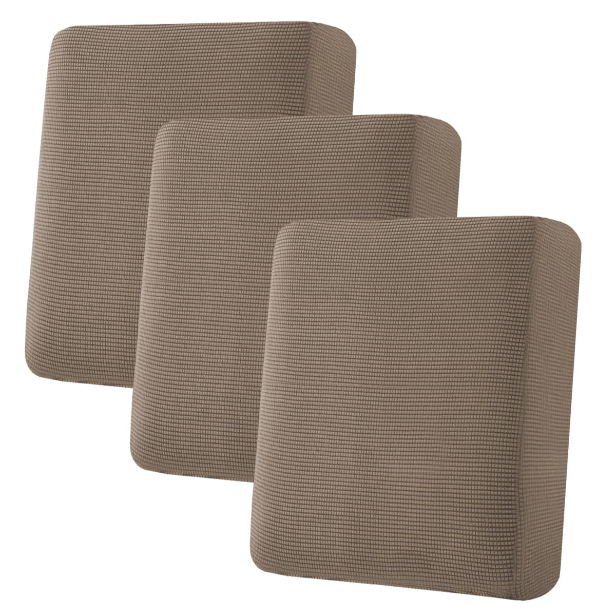 H.VERSAILTEX Super Stretch Individual Seat Cushion Covers - Sofa & Couch Cushion Slipcover Sets - Thick Jacquard Textured Twill Fabric (3 Piece, Island Fossi)