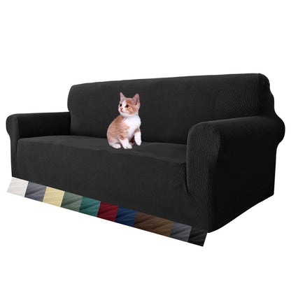MAXIJIN Super Stretch Couch Cover for 3 Cushion Couch, 1-Piece Universal Sofa Covers Living Room Jacquard Spandex Furniture Protector Dogs Pet Friendly Fitted (Large, Gray)