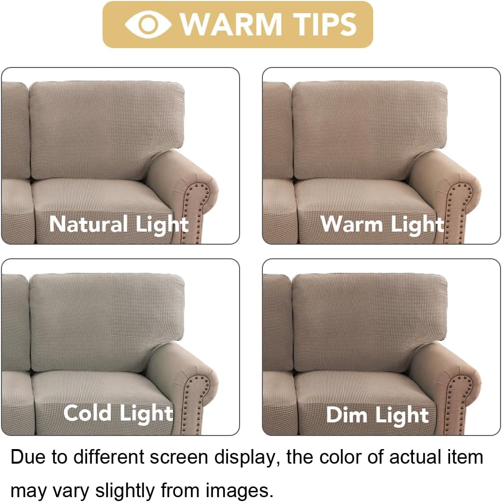 H.VERSAILTEX Multi-Pieces Sofa Covers Stretch Couch Covers Form Fitted Seats and Back Cushions Covers (3 Seat Covers Plus 3 Back Cusion Covers, Bonus 2 Armrest Covers), Sand