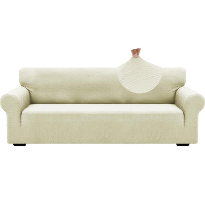 ZNSAYOTX 1 Piece Jacquard Couch Covers for 3 Cushion Couch Living Room High Stretch Sofa Cover Pets Dogs Friendly Anti Slip Thickened Slipcovers Furniture Protector (Sofa, Light Grey)