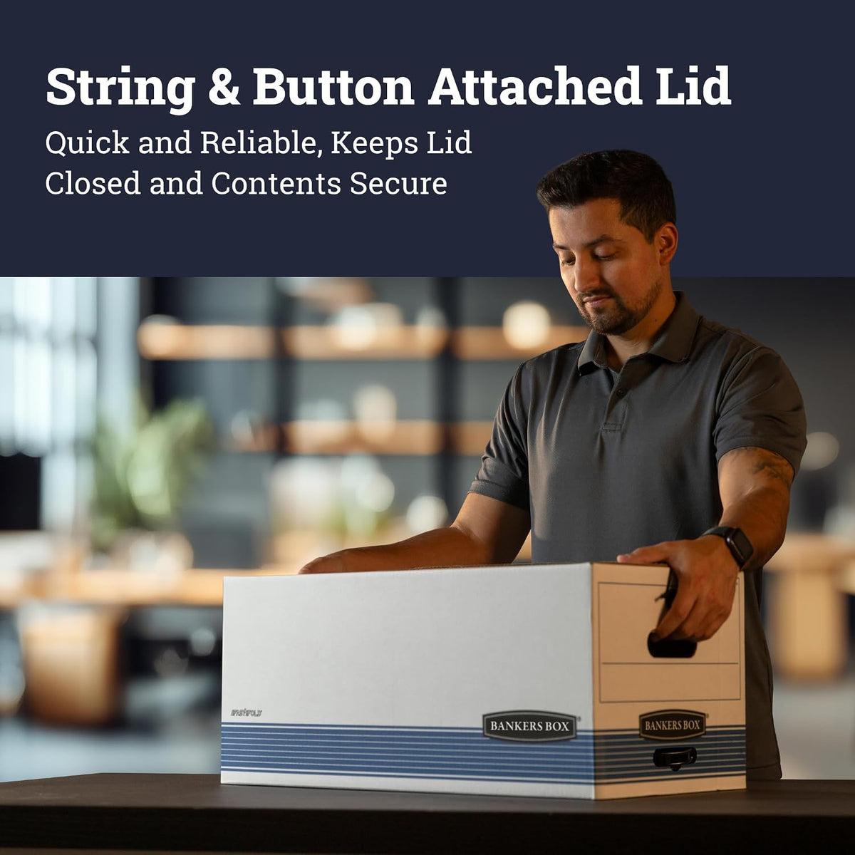 Bankers Box 12-Pack String & Button Medium-Duty File Box, Letter, FastFold