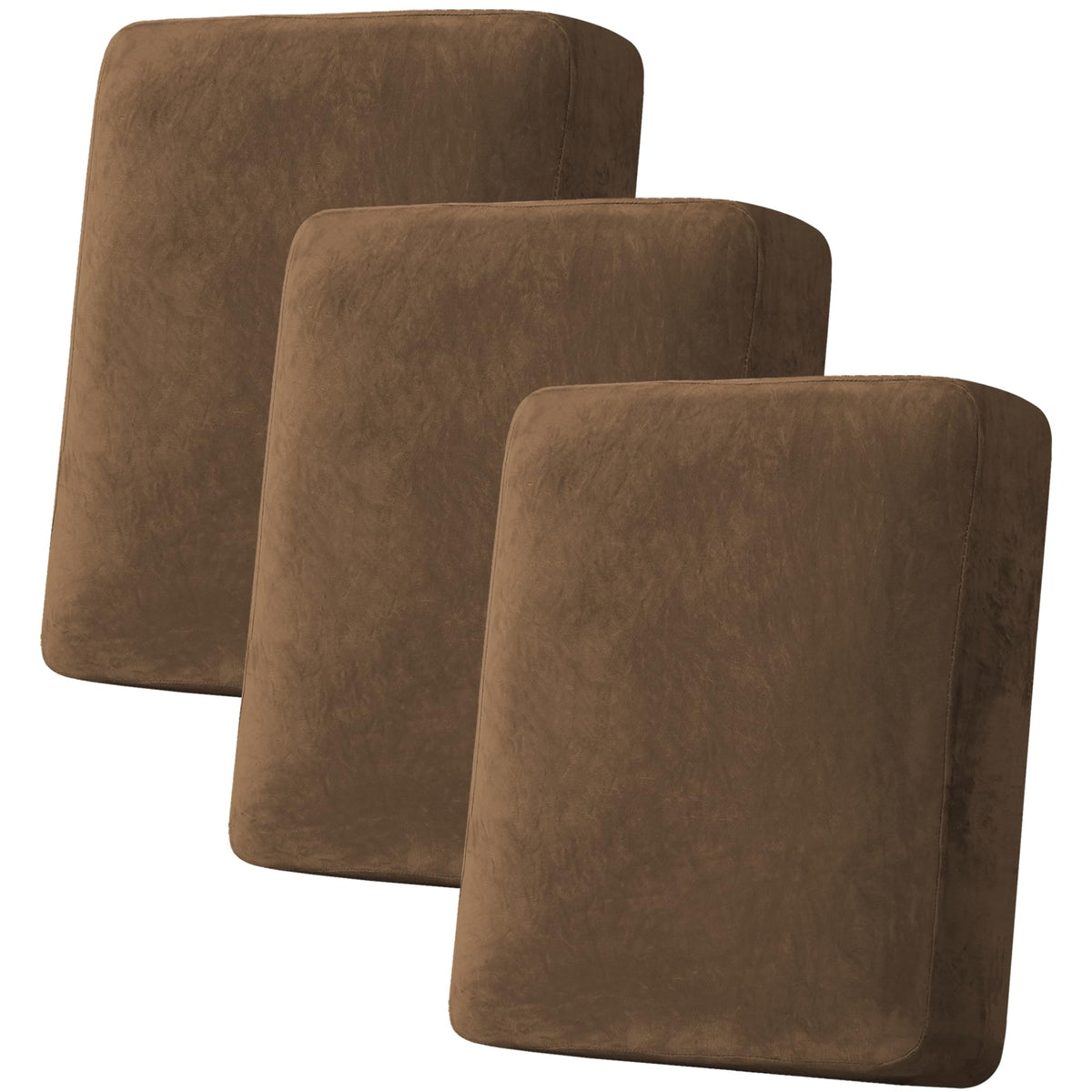 H.VERSAILTEX Velvet Stretch Couch Cushion Cover Plush Cushion Slipcover for Chair Loveseat Sofa Cushion Furniture Protector Seat Cushion Sofa Cover (3 Piece Sofa Cushion Covers, Ivory)