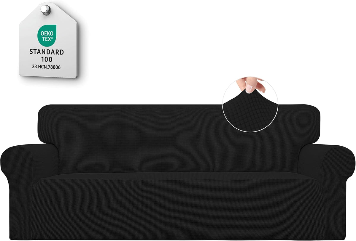 Easy-Going Stretch Couch Covers for Sofa Washable Large Black