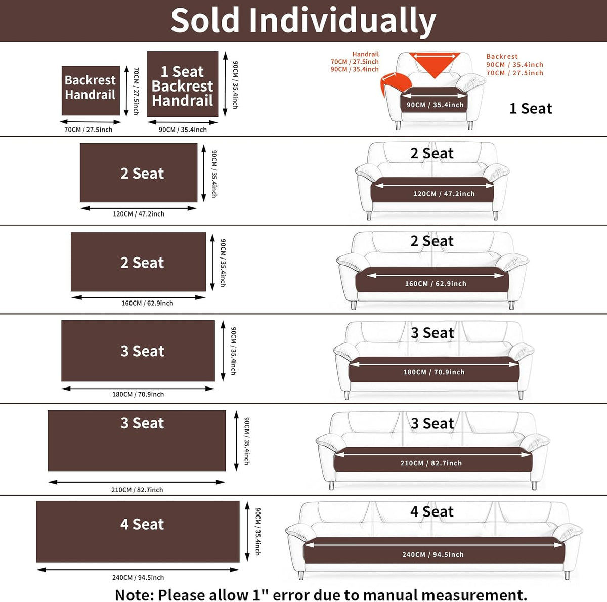 Velvet Sectional Couch Cover for 2-3 Seat, Khaki, 1PC, 35.4"x71"