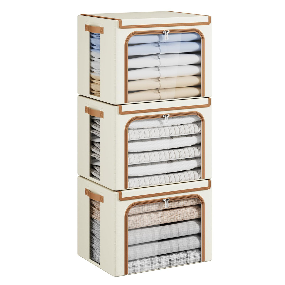 Yecaye Clothes Storage Bins with Metal Frame, Foldable Organizer Box, 40L