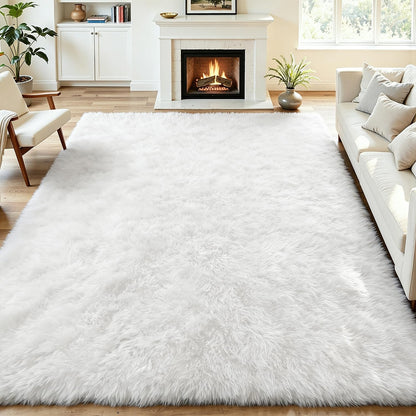 Tosuoka 8x10 Area Rugs for Living Room Bedroom, Black Rug Soft Fluffy Shag