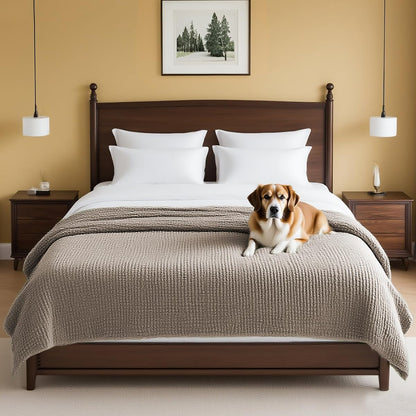 H.VERSAILTEX Plush Chenille Dog Bed Cover Thick Soft Sofa Cover for 3 Cushion Couch Anti Slip Couch Cover Furniture Protector for Dog, Pet, Cat (35" x 82", Ivory)