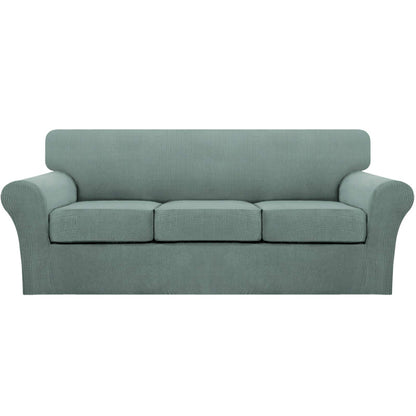 Turquoize 4 Piece Couch Cover Sofa Covers for 3 Cushion Couch Sofa Slipcovers Washable Sofa Cover for Dogs with Individual Couch Cushion Covers Feature Jacquard Fabric(3 Cushion Sofa, Biscotti Beige)