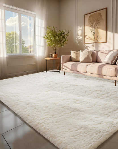 Ophanie Area Rugs 9x12 Living Room, Large Grey Bedroom Carpet, Big Shag Indoor Thick Soft Nursery Rug, Gray Fluffy Carpets for Boy and Girls Room Dorm Home Decor Aesthetic