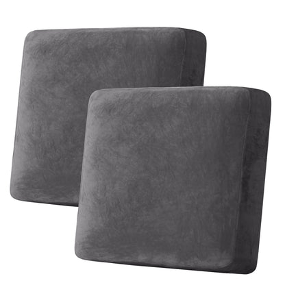 H.VERSAILTEX Velvet Stretch Couch Cushion Cover Plush Cushion Slipcover for Chair Loveseat Sofa Cushion Furniture Protector Seat Cushion Sofa Cover (2 Piece Large Sofa Cushion Covers, Ivory)
