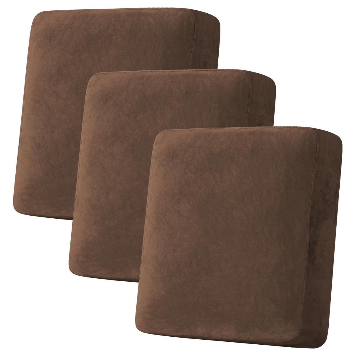 H.VERSAILTEX Velvet Stretch Couch Cushion Cover Plush Cushion Slipcover for Chair Loveseat Sofa Cushion Furniture Protector Seat Cushion Sofa Cover (3 Piece Sofa Cushion Covers, Ivory)