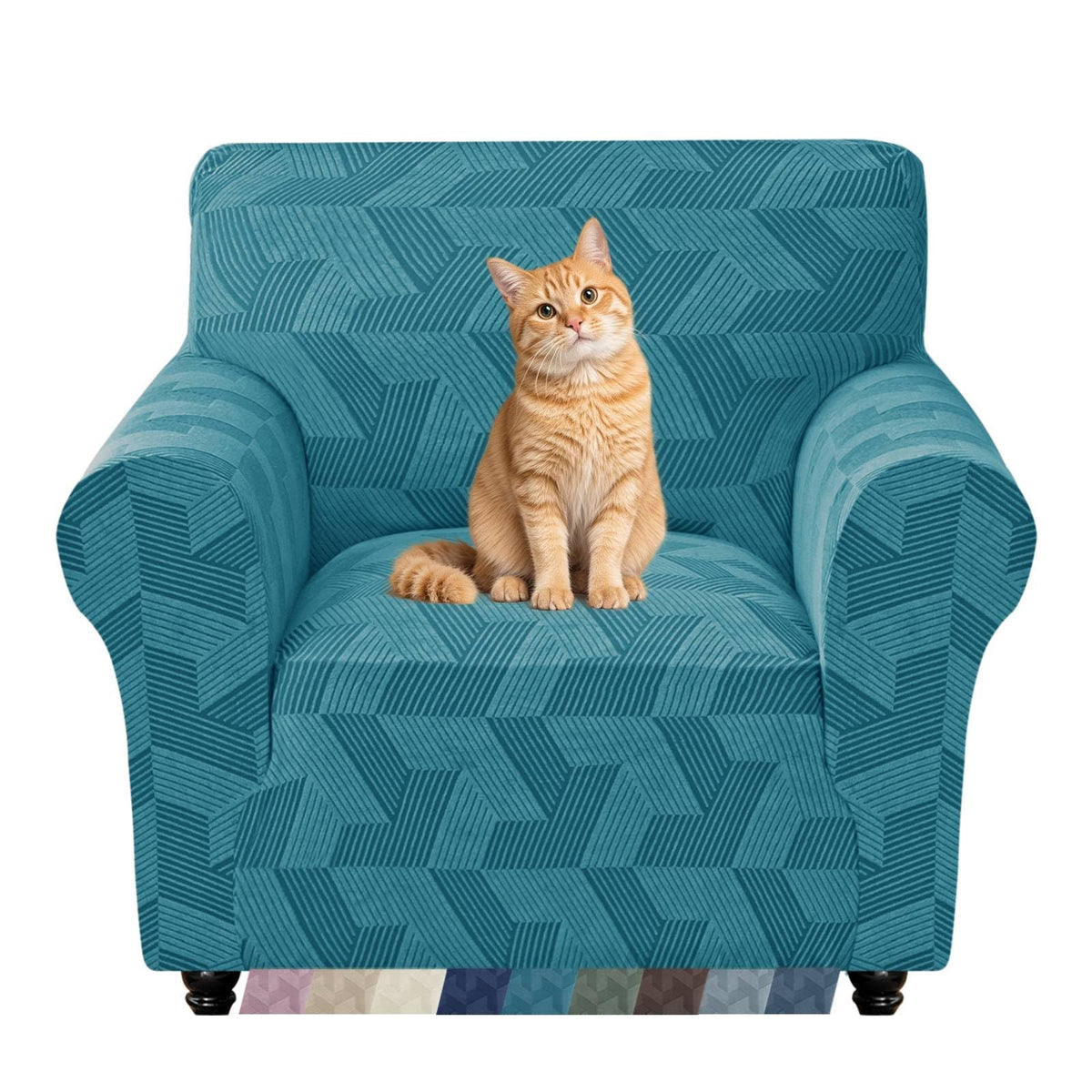 ZNSAYOTX Stretch Couch Covers for 3 Cushion Couch, 1-Piece Sofa Cover Slipcover Pet Friendly, Furniture Protector with Elastic Bottom for Dogs Geometrical Jacquard Fabric (Large, Light Grey)