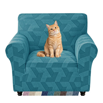 ZNSAYOTX Stretch Couch Covers for 3 Cushion Couch, 1-Piece Sofa Cover Slipcover Pet Friendly, Furniture Protector with Elastic Bottom for Dogs Geometrical Jacquard Fabric (Large, Light Grey)
