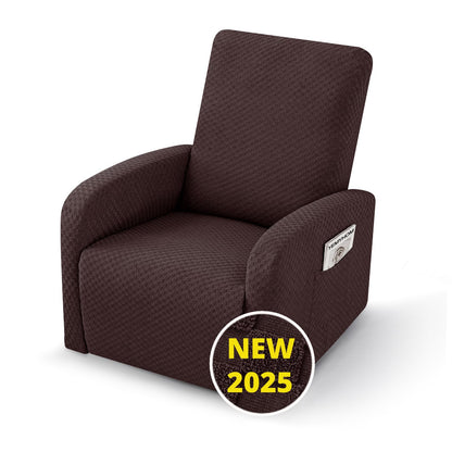 YEMYHOM 8 Pieces Stretch Recliner Sofa Cover Latest Jacquard Reclining Couch Cover with Side Pocket Anti-Slip Fitted 3 Cushion Furniture Slipcovers with Elastic Bottom (Sofa Recliner, Light Gray)