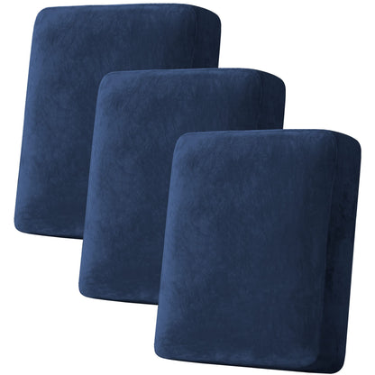 H.VERSAILTEX Velvet Stretch Couch Cushion Cover Plush Cushion Slipcover for Chair Loveseat Sofa Cushion Furniture Protector Seat Cushion Sofa Cover (2 Piece Large Sofa Cushion Covers, Ivory)