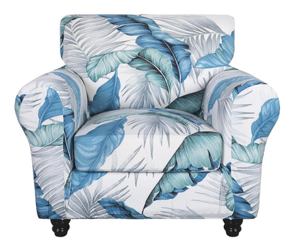 SearchI Stretch Sofa Cover Printed Couch Cover, Floral Pattern 4 Pieces Sofa Slipcover with 3 Separate Cushion Cover, Washable Furniture Protector for Living Room(Sofa, Yellow+Flower)