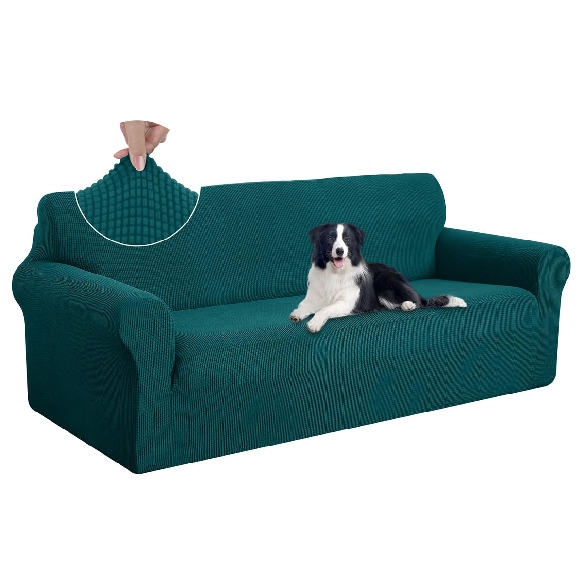 U-NICE HOME Stretch Couch Cover Slipcover for 3 Cushion Sofa, Chocolate