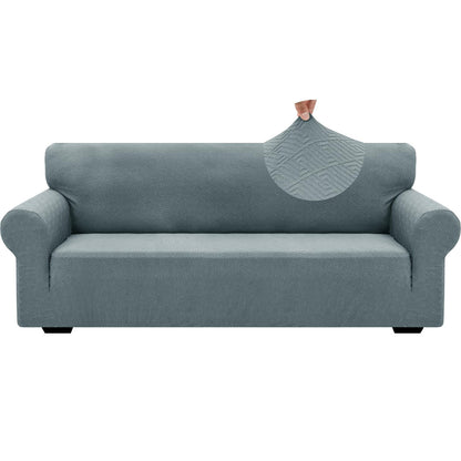 ZNSAYOTX 1 Piece Jacquard Couch Covers for 3 Cushion Couch Living Room High Stretch Sofa Cover Pets Dogs Friendly Anti Slip Thickened Slipcovers Furniture Protector (Sofa, Light Grey)