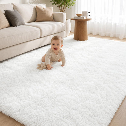 Tosuoka 8x10 Area Rugs for Living Room Bedroom, Black Rug Soft Fluffy Shag