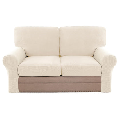 H.VERSAILTEX Multi-Pieces Sofa Covers Stretch Couch Covers Form Fitted Seats and Back Cushions Covers (3 Seat Covers Plus 3 Back Cusion Covers, Bonus 2 Armrest Covers), Sand