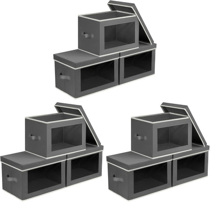 Homsorout Storage Bins with Lids, 4 Pack Large Storage Cubes with Window, Closet Bins with Lids & Handles, Fabric Box for Organizing Clothes, Towels, Books, Beige