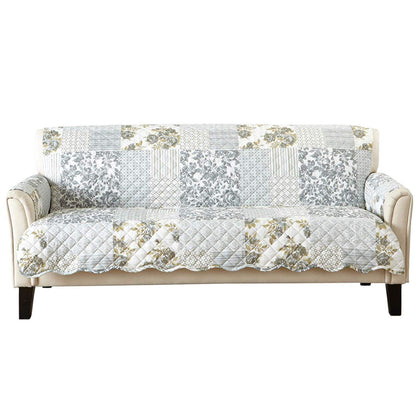 Great Bay Home Reversible Patchwork Sofa Cover - Washable Slipcover Furniture Protector with Elastic Straps - Perfect for Kids & Pets - Box-Stitched Detail (Taupe)