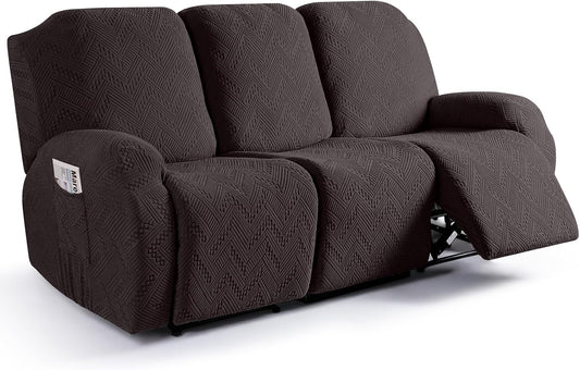 Ruaozz Recliner Couch Covers, Soft Stretch Sofa Slipcover, Chocolate