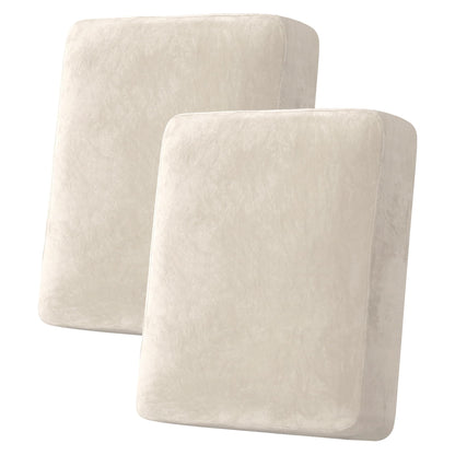 H.VERSAILTEX Velvet Stretch Couch Cushion Cover Plush Cushion Slipcover for Chair Loveseat Sofa Cushion Furniture Protector Seat Cushion Sofa Cover (3 Piece Sofa Cushion Covers, Ivory)