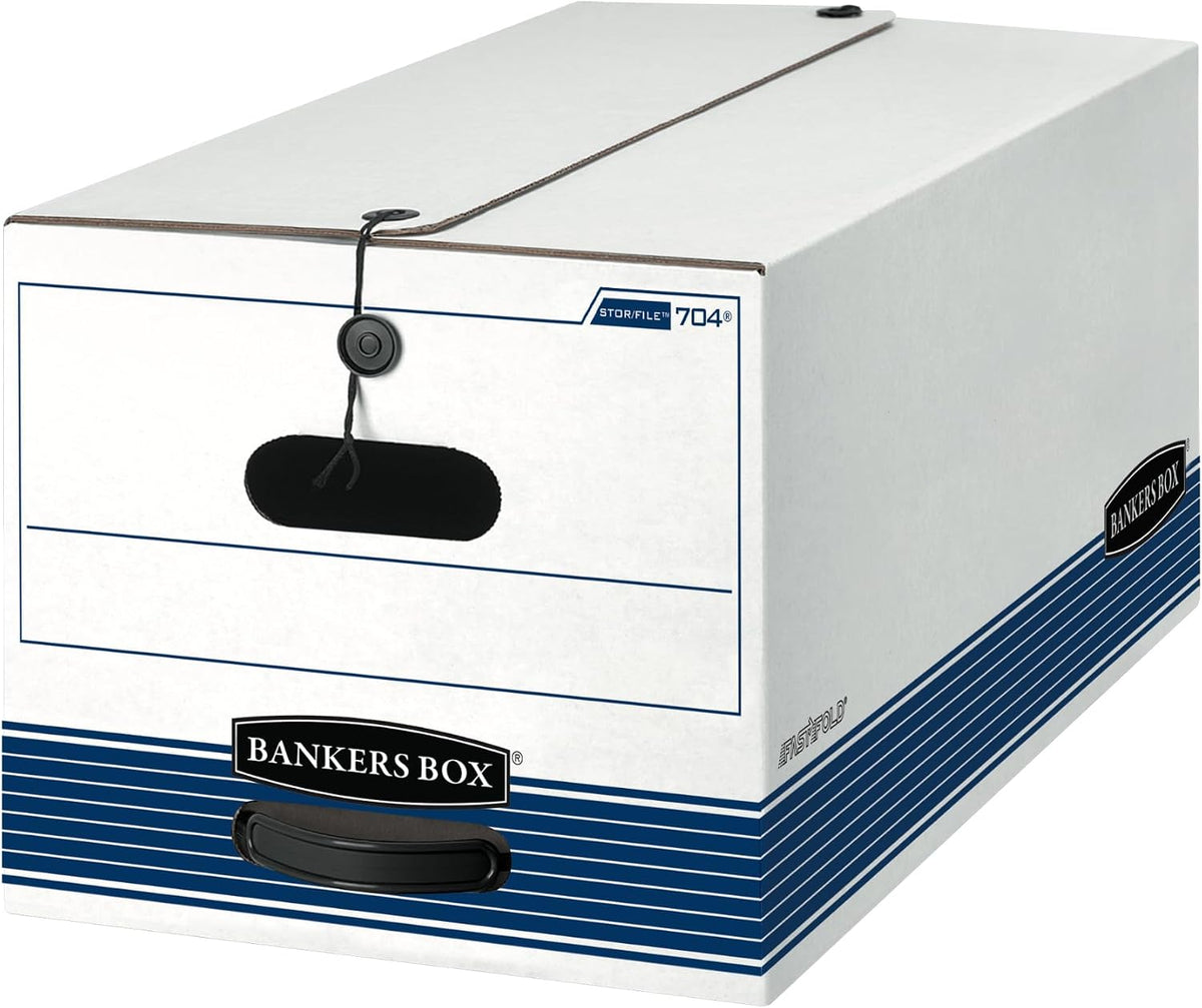 Bankers Box 12-Pack String & Button Medium-Duty File Box, Letter, FastFold