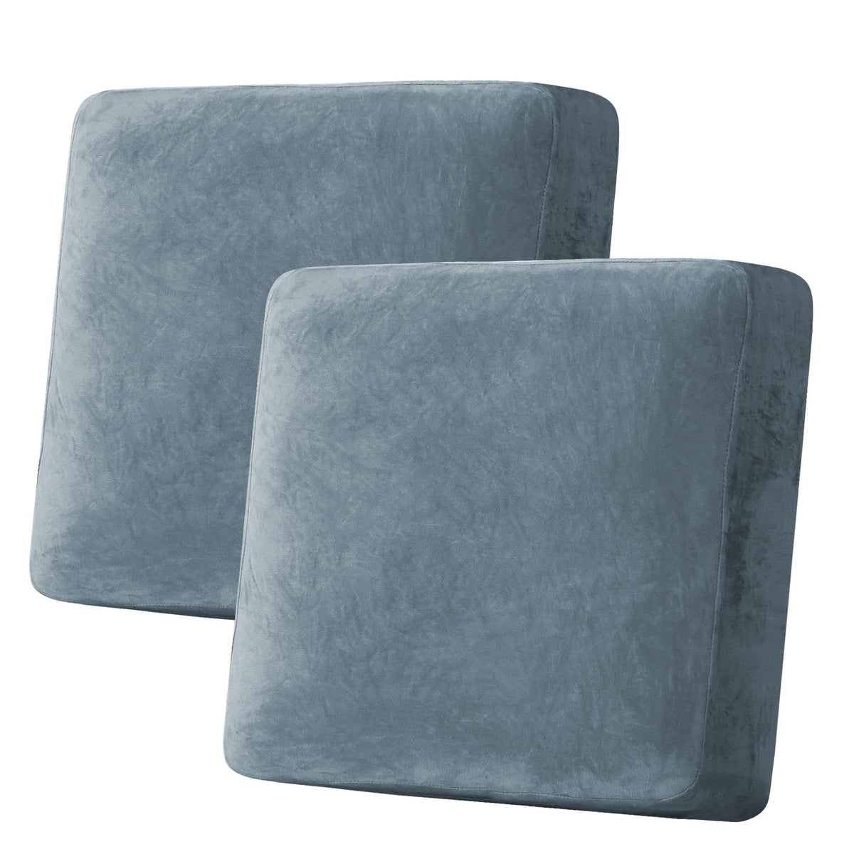 H.VERSAILTEX Velvet Stretch Couch Cushion Cover Plush Cushion Slipcover for Chair Loveseat Sofa Cushion Furniture Protector Seat Cushion Sofa Cover (2 Piece Large Sofa Cushion Covers, Ivory)