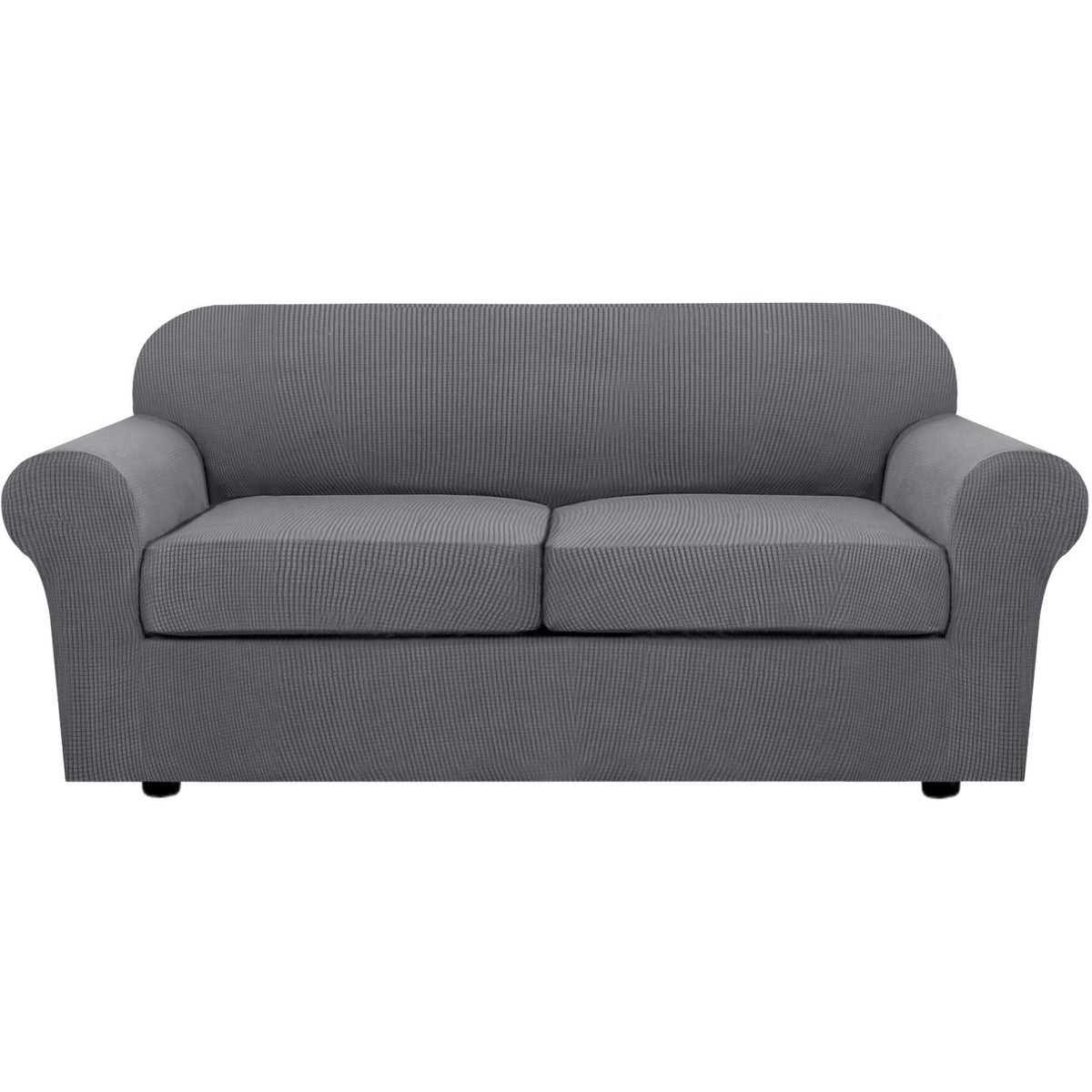 H.VERSAILTEX 4 Piece Stretch Sofa Covers for 3 Cushion Couch Covers for Living Room Furniture Slipcovers (Base Cover Plus 3 Seat Cushion Covers) Upgraded Thicker Jacquard Fabric (Sofa, Navy)