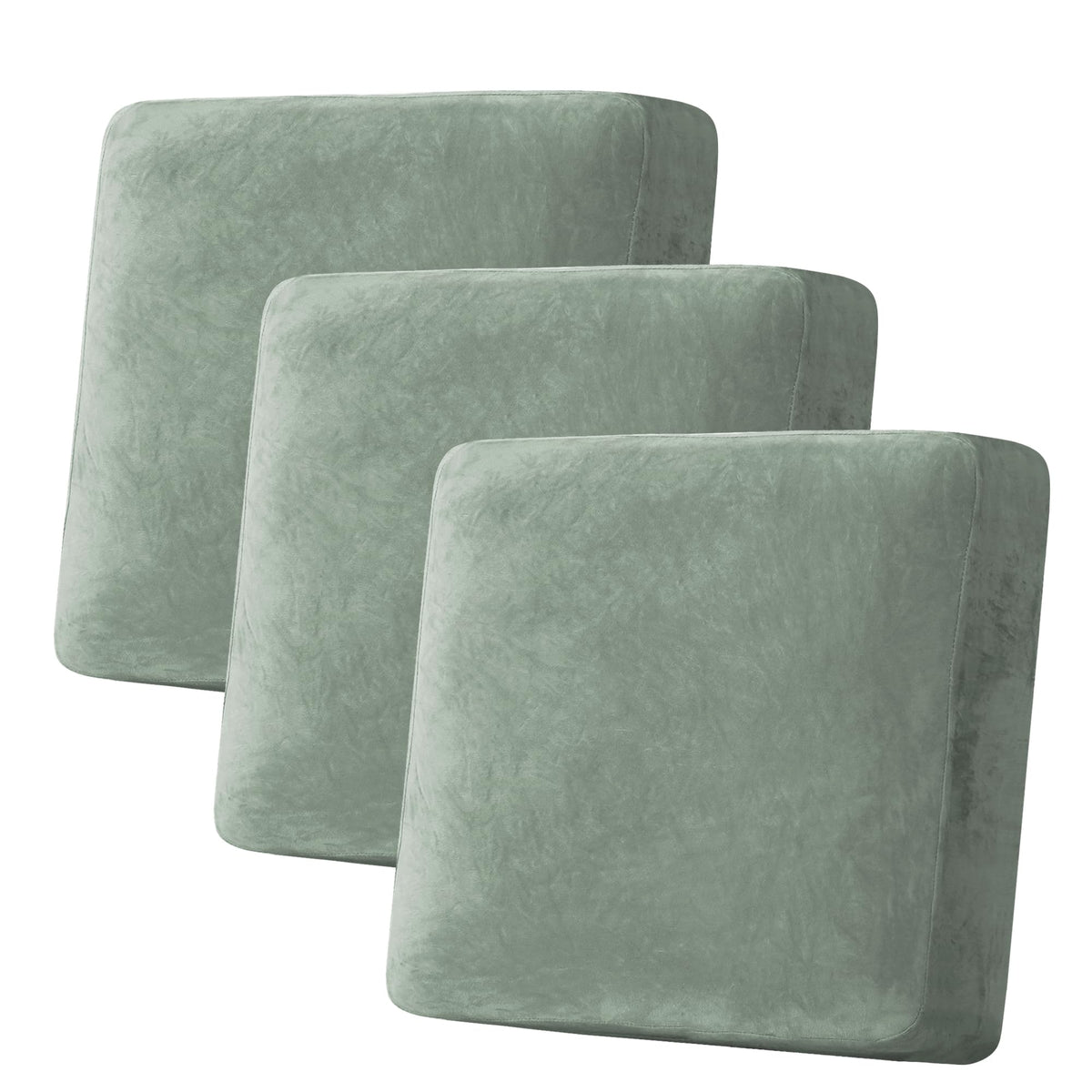 H.VERSAILTEX Velvet Stretch Couch Cushion Cover Plush Cushion Slipcover for Chair Loveseat Sofa Cushion Furniture Protector Seat Cushion Sofa Cover (2 Piece Large Sofa Cushion Covers, Ivory)